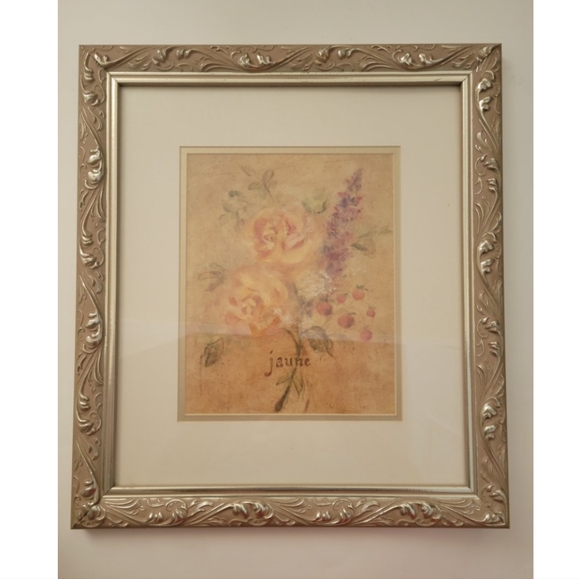 BRAND NEW 4 Piece Set: Vintage Framed French Jaune, Blanche, Rose, Paix - Picture 2 of 16